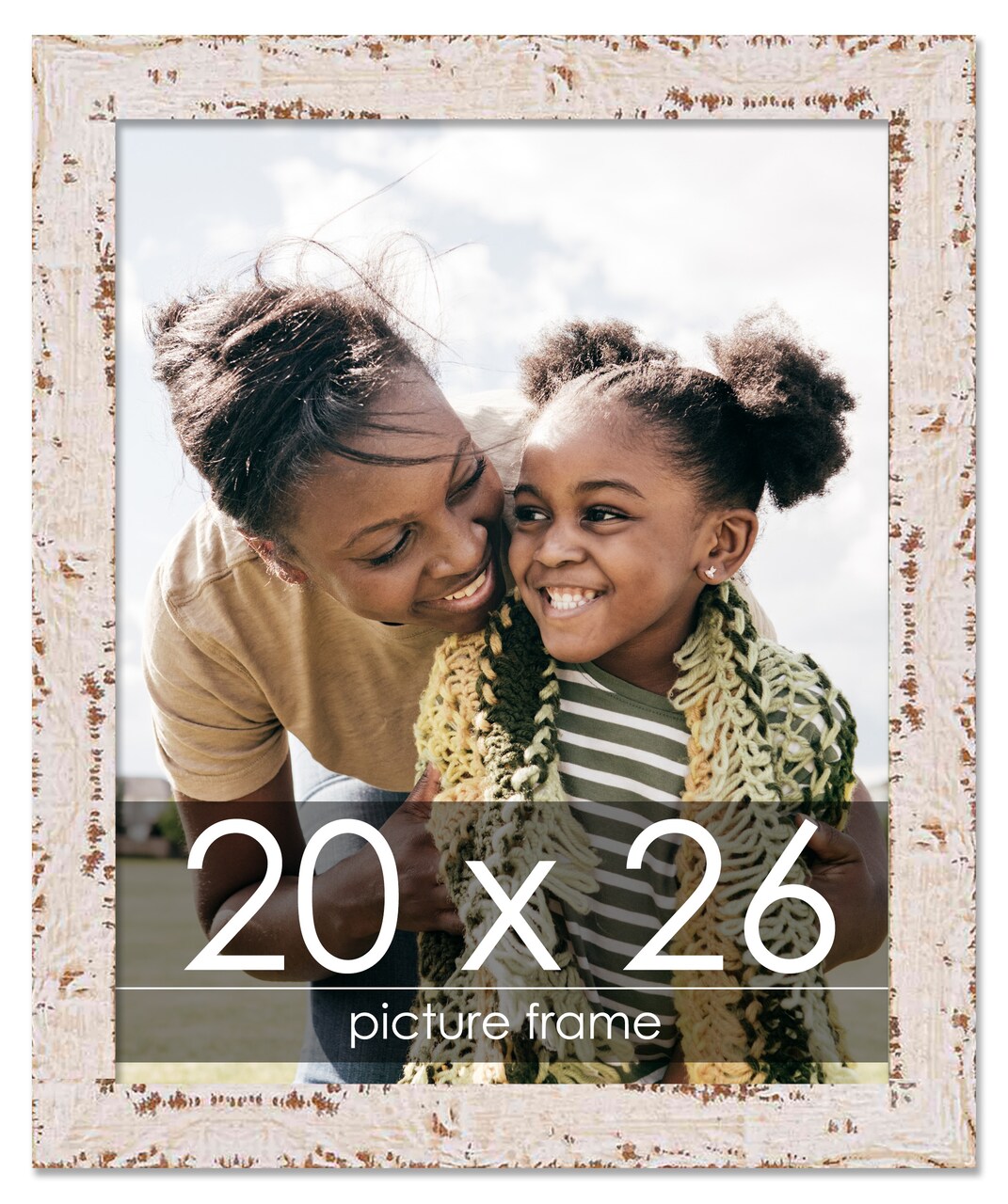 Shabby Chic White Picture Frame - UV Acrylic, Foam Board Backing, Hanging Hardware